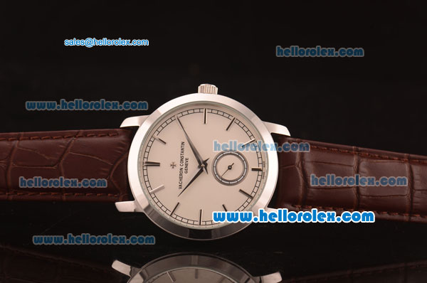 Vacheron Constantin Patrimony Automatic Steel Case with White Dial and Brown Leather Strap - Click Image to Close